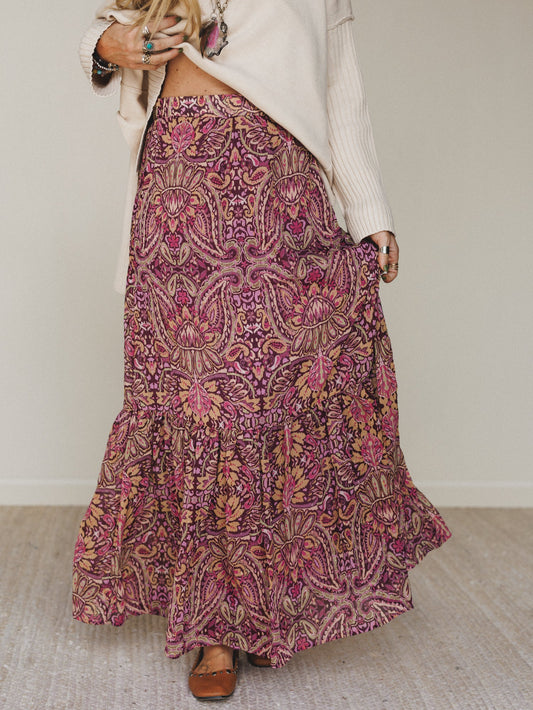 Printed Daydream Maxi Skirt - Purple