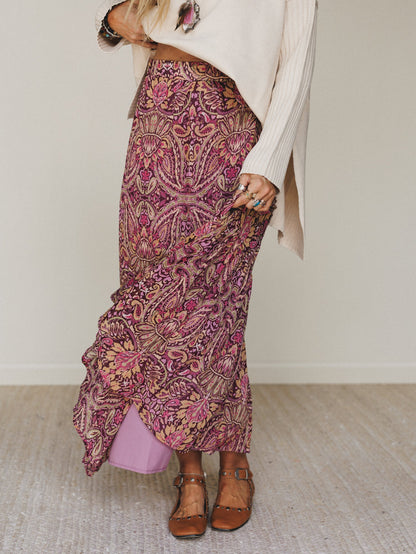 Printed Daydream Maxi Skirt - Purple