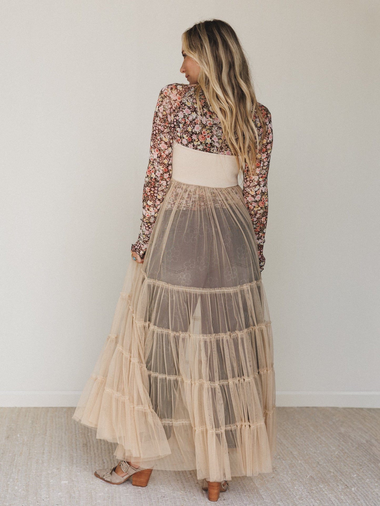 Blush Affair Tulle Maxi Dress - Sand