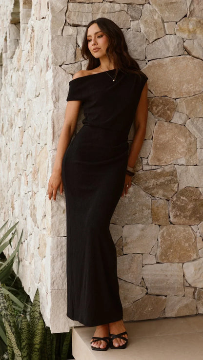 Helana Off Shoulder Maxi Dress - Black
