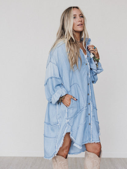 Ophelia Oversized Denim Dress - Washed Denim
