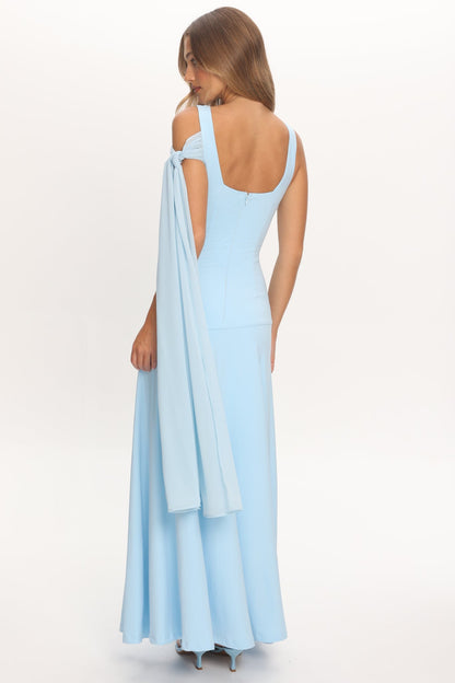 Lylah Sash Neckline Maxi Dress Light Blue