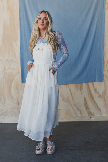 Country Dreams Overalls Dress - Beige