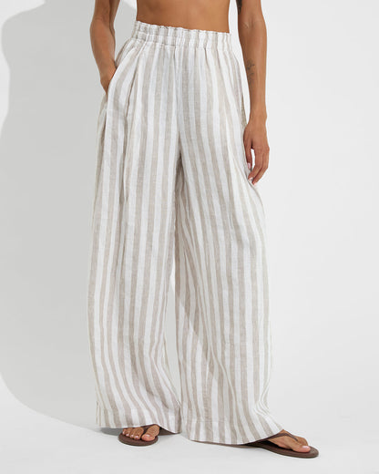 Coastal Pant - Beach Stripe: Beach / Coconut