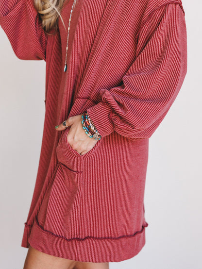 The Nest Moon Glow Long Sleeve Dress - Rust