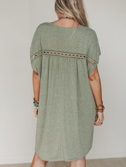 The Nest Camden Lace Tee Dress - Olive