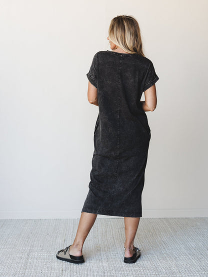 Tee It Up Maxi Tee Dress - Ash Black