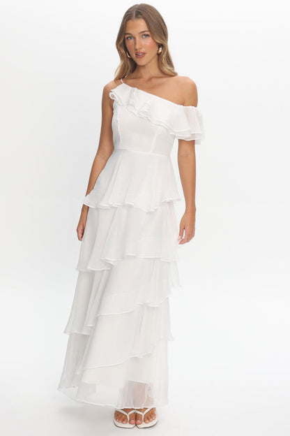 Elizaveta One-Shoulder Tiered Maxi Dress Ivory