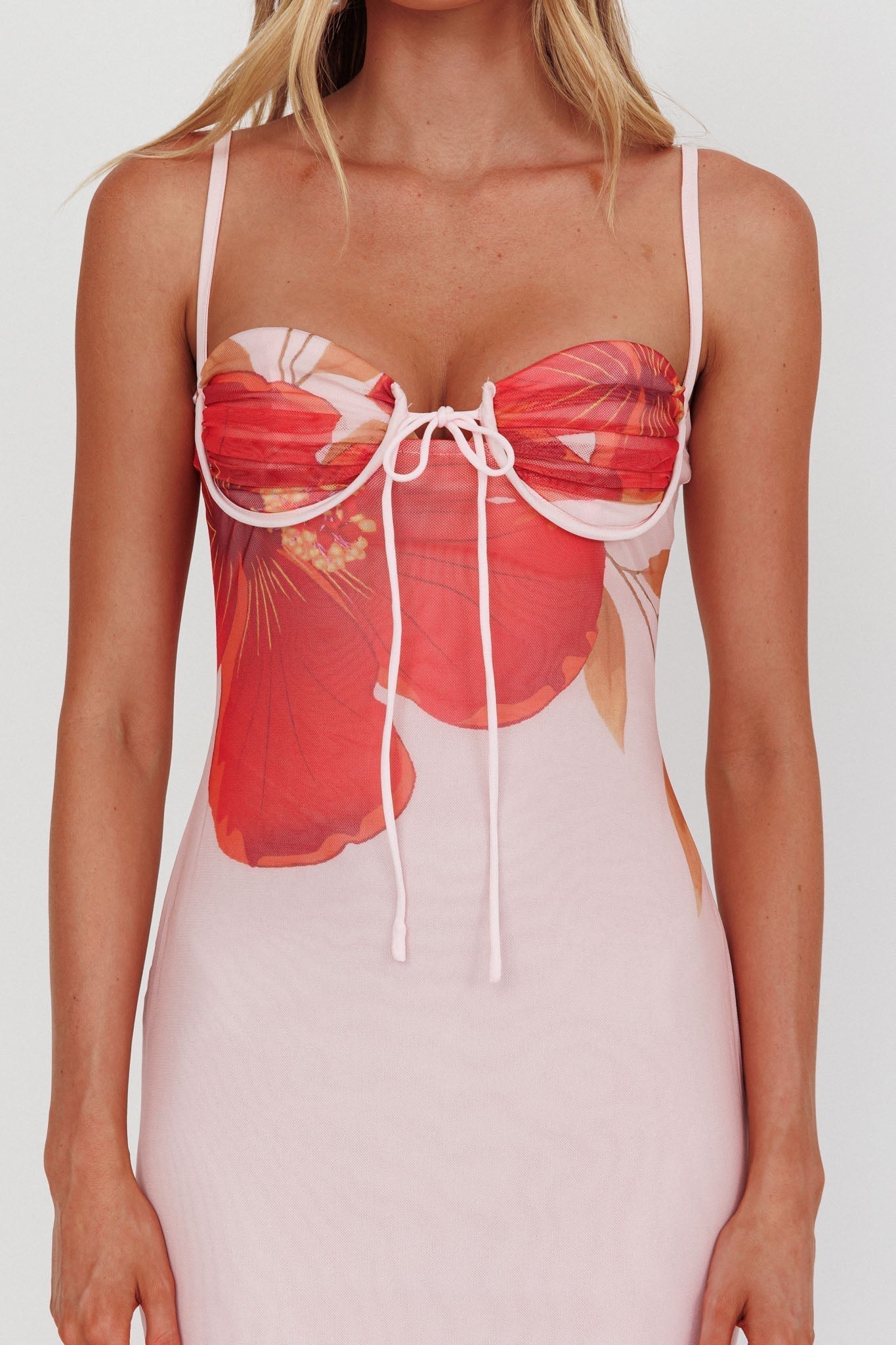 Fortune Bust Tie Maxi Dress Hibiscus Pink