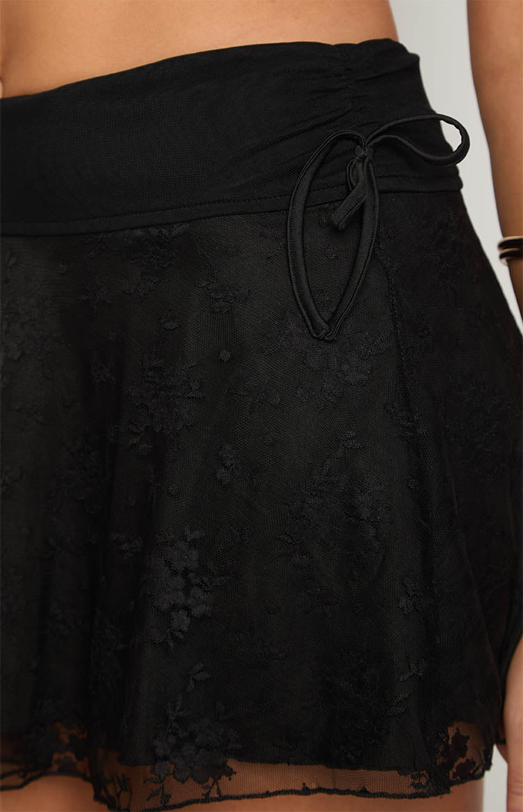 Stay Black Mesh Mini Skirt