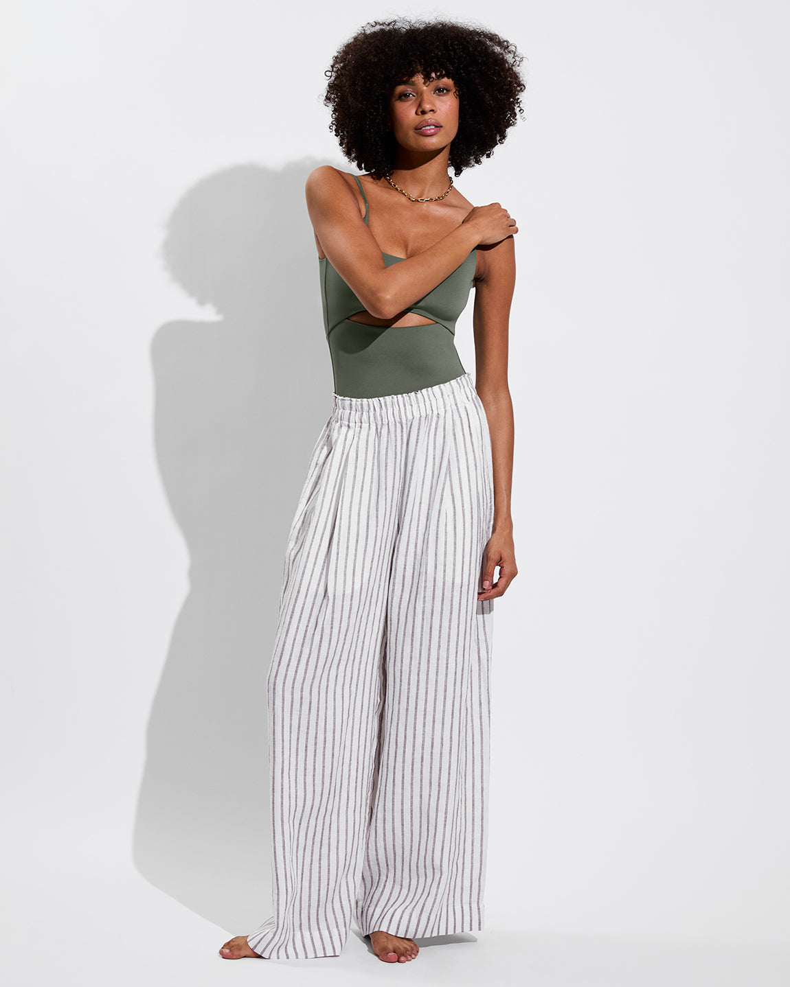 Coastal Pant - Classic Stripe: Stormy / Coconut