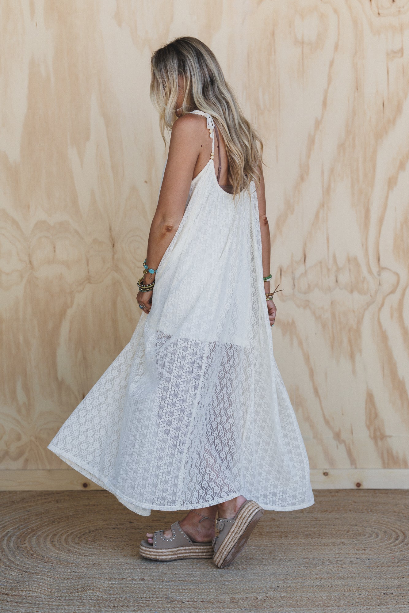 First Kiss Floral Lace Maxi Dress - Cream