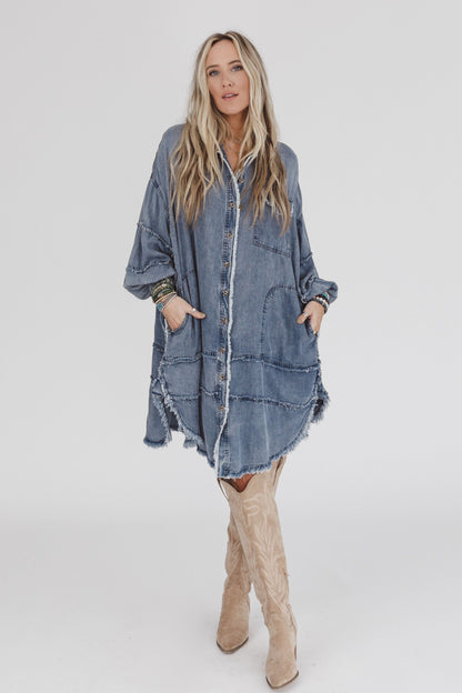 Ophelia Oversized Denim Dress - Dark Denim