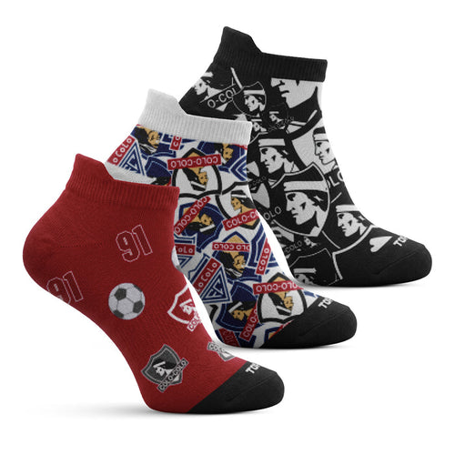 Calcetines Cortos Algodón Niños Colo-Colo Pack 3 C1