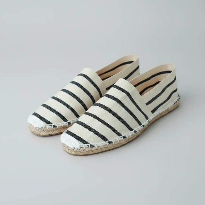 Niira Striped Canvas Espadrilles for Women - Handcrafted Flat Footwear with Stripe Design | NIIRA